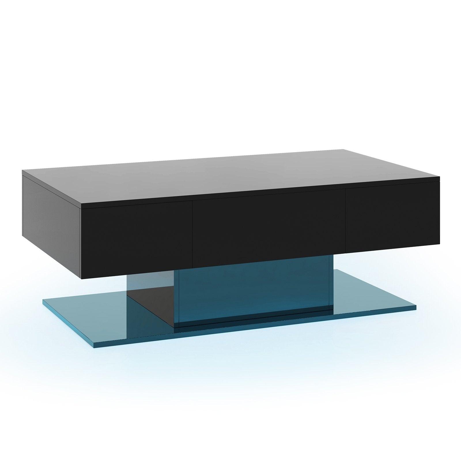 Modern LED Coffee Table with 20 Color LED Lights and 2 Storage Drawers, Black Coffee Tables   at Gallery Canada