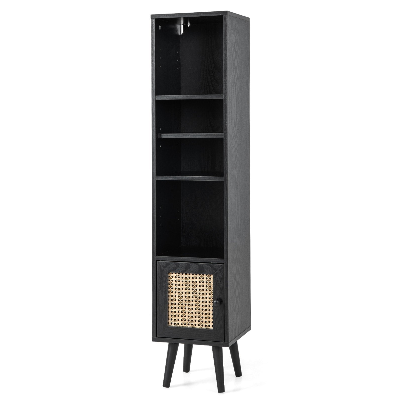 4 Tiers Rattan Storage Cabinet with Slim Design, Black Cabinets & Chests   at Gallery Canada