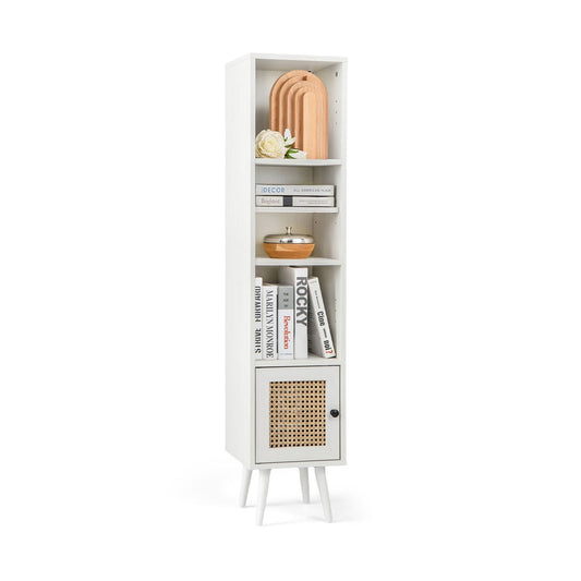 4 Tiers Rattan Storage Cabinet with Slim Design, White Cabinets & Chests   at Gallery Canada