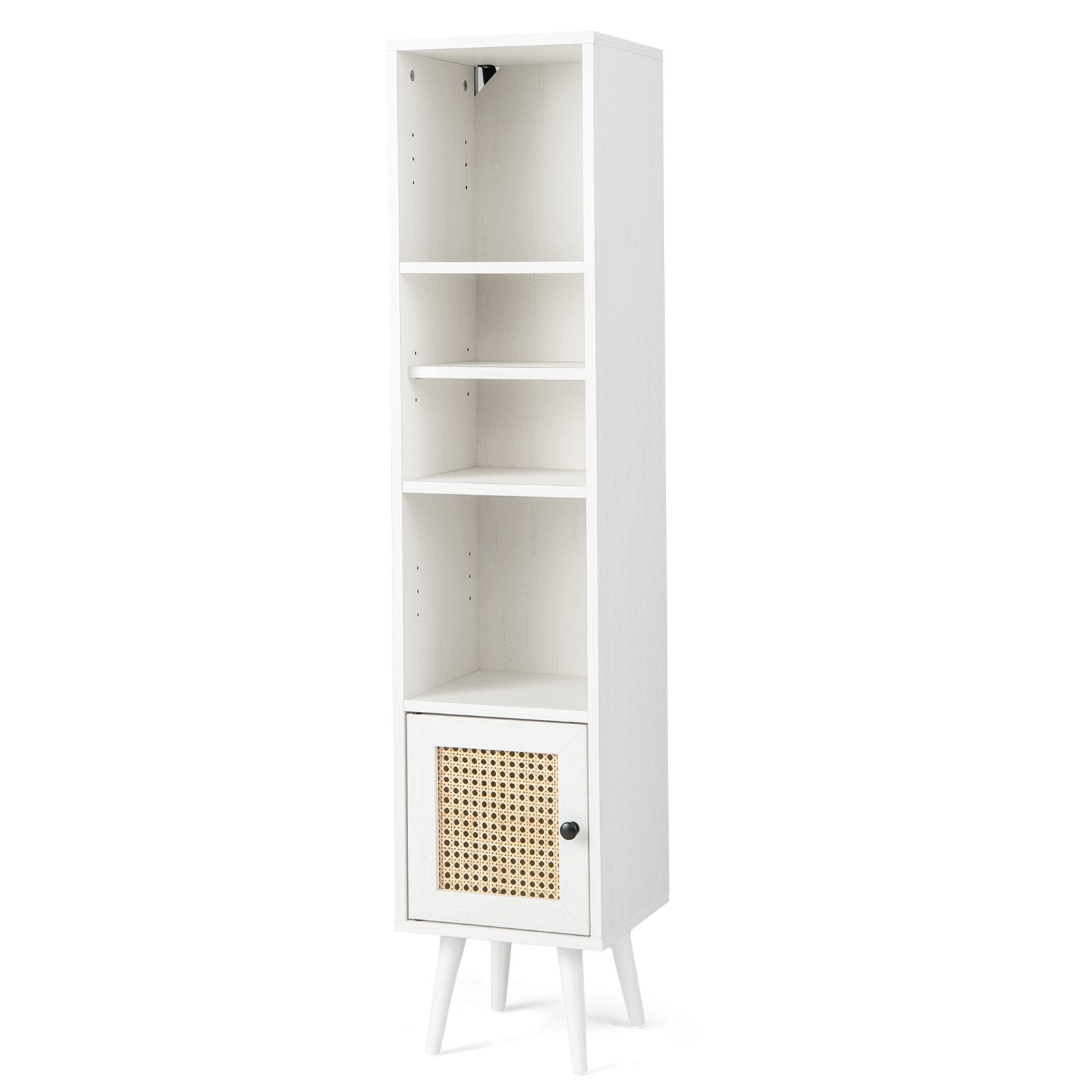 4 Tiers Rattan Storage Cabinet with Slim Design, White Cabinets & Chests   at Gallery Canada