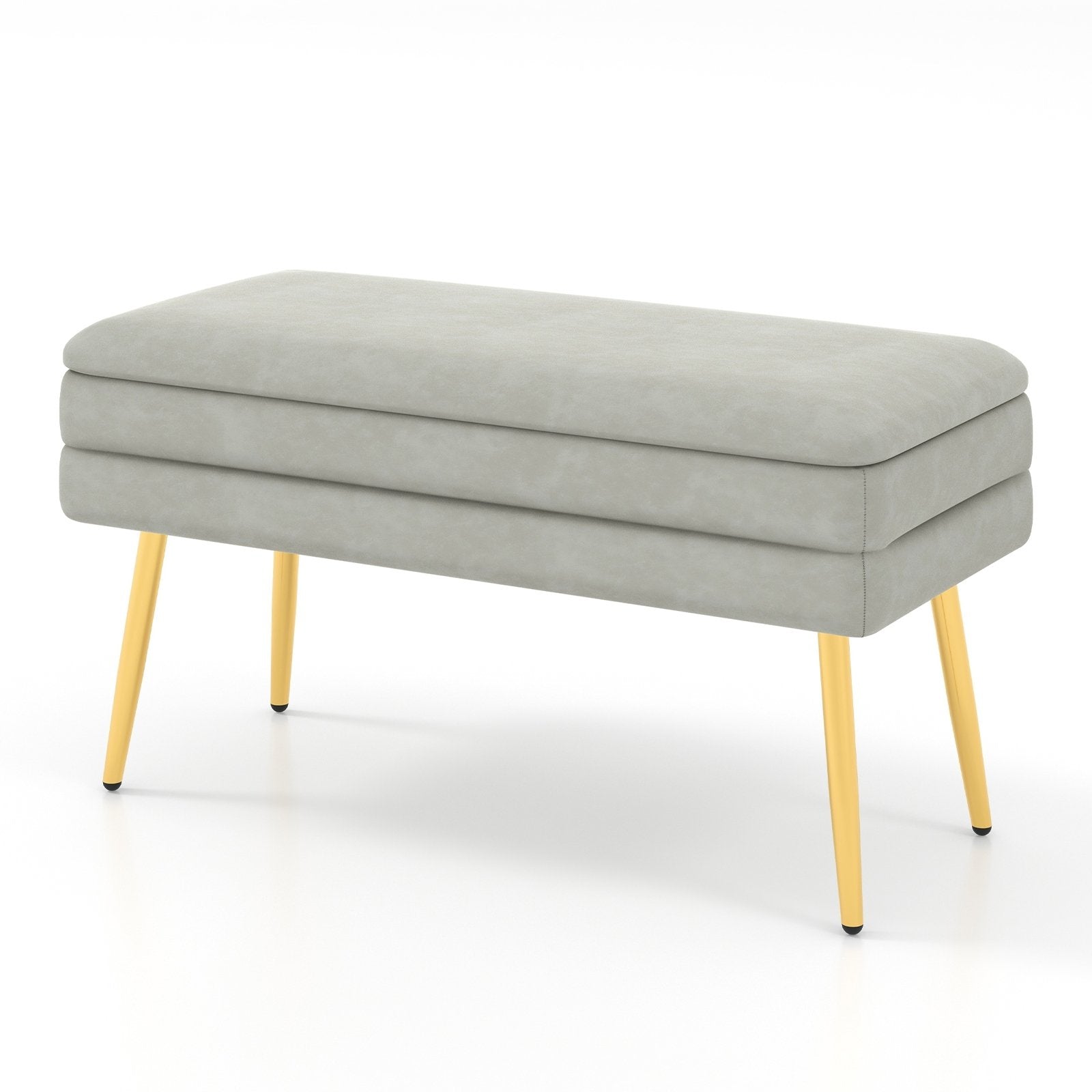 Velvet Upholstered Storage Bench with Removable Top-Grey, Gray Shoe Racks & Storage Benches   at Gallery Canada