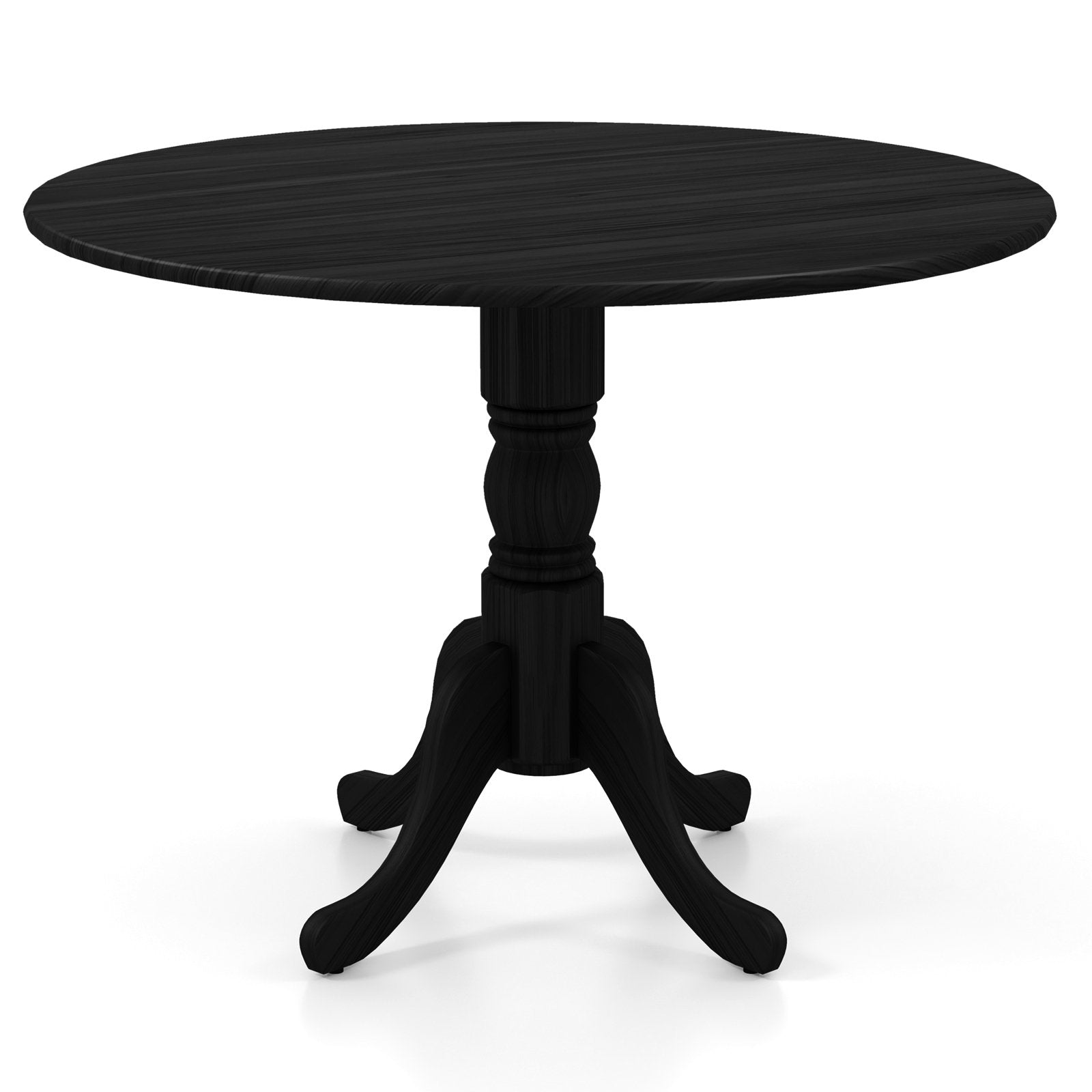 Wooden Dining Table with Round Tabletop and Curved Trestle Legs, Black Dining Tables   at Gallery Canada