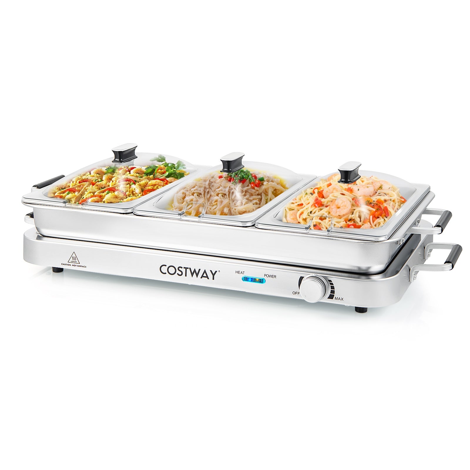 2 in 1 Electric Warming Tray with Temperature Control, Silver Food Warmers & Burners at Gallery Canada