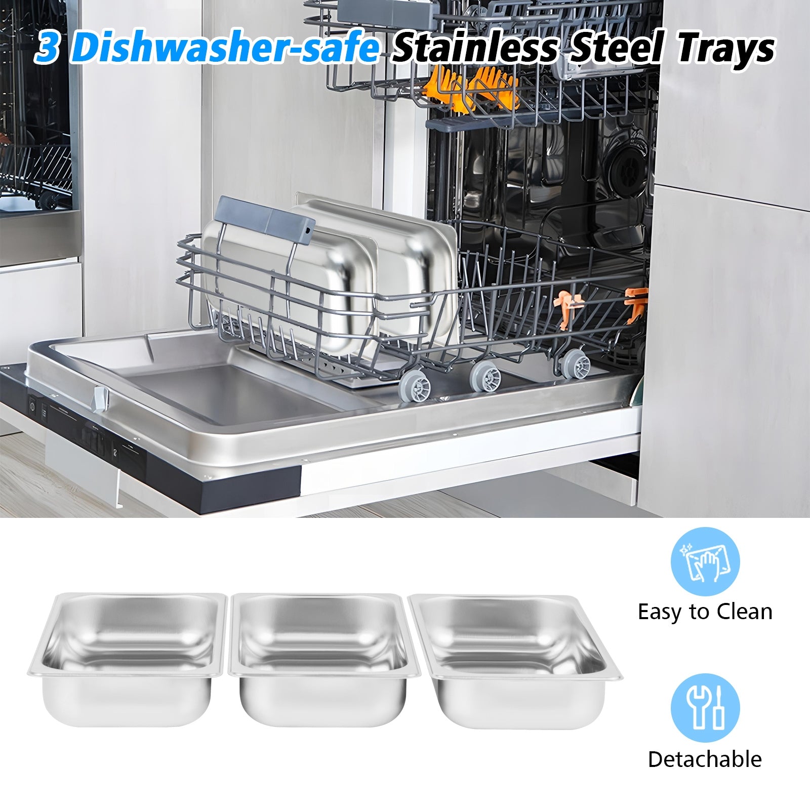 2 in 1 Electric Warming Tray with Temperature Control, Silver Food Warmers & Burners at Gallery Canada