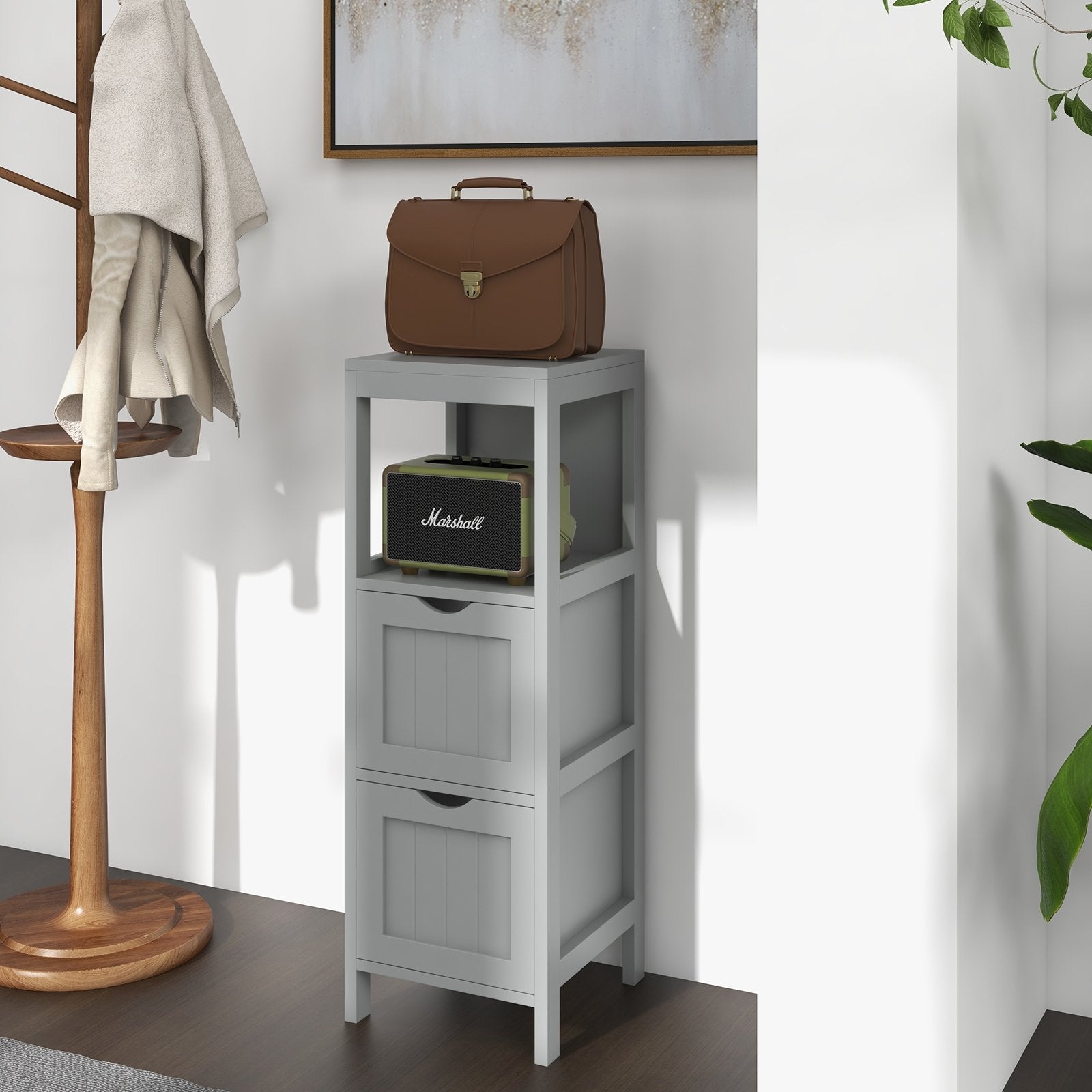 Freestanding Storage Cabinet with 2 Removable Drawers for Bathroom, Gray Floor Cabinets   at Gallery Canada