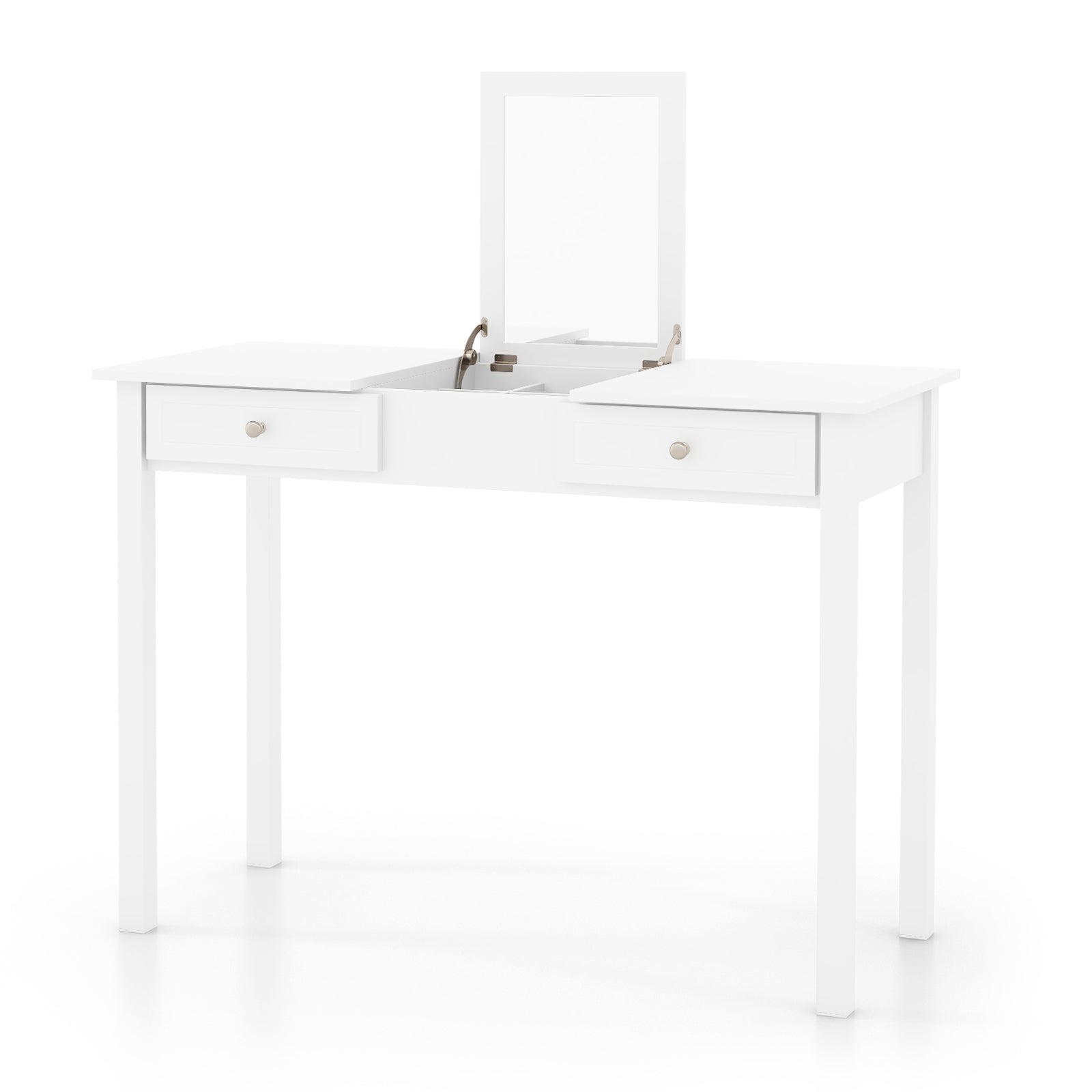 Vanity Desk Makeup Dressing Table with Flip Top Mirror and Drawers, White Makeup Vanities at Gallery Canada