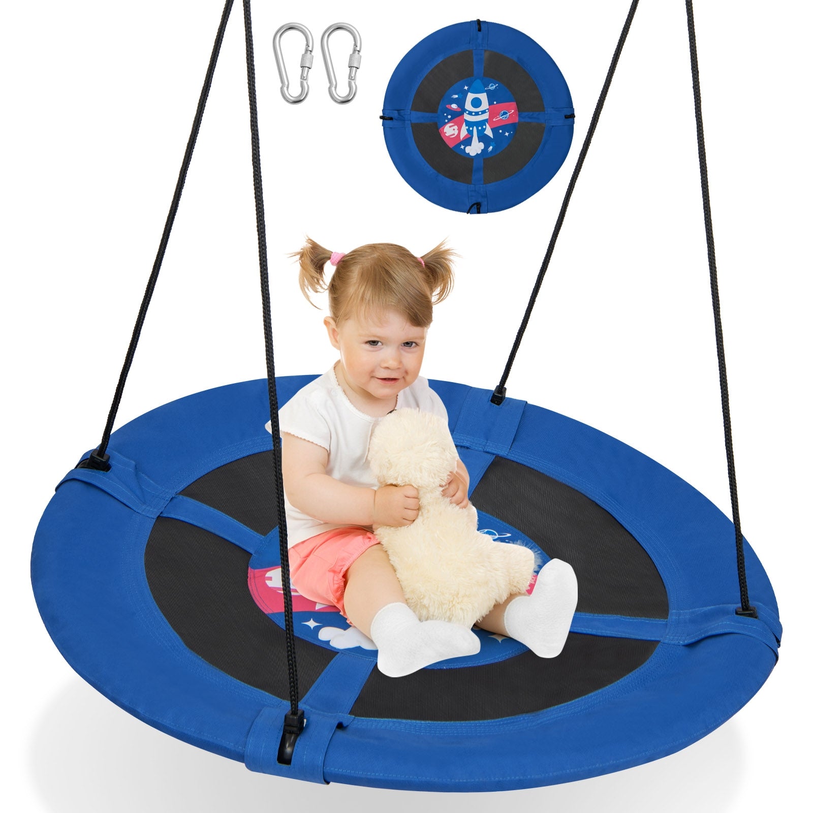 40 Inches Saucer Tree Swing with Adjustable Hanging Ropes and 900D Oxford Fabric-Rocket Swing & Playsets at Gallery Canada