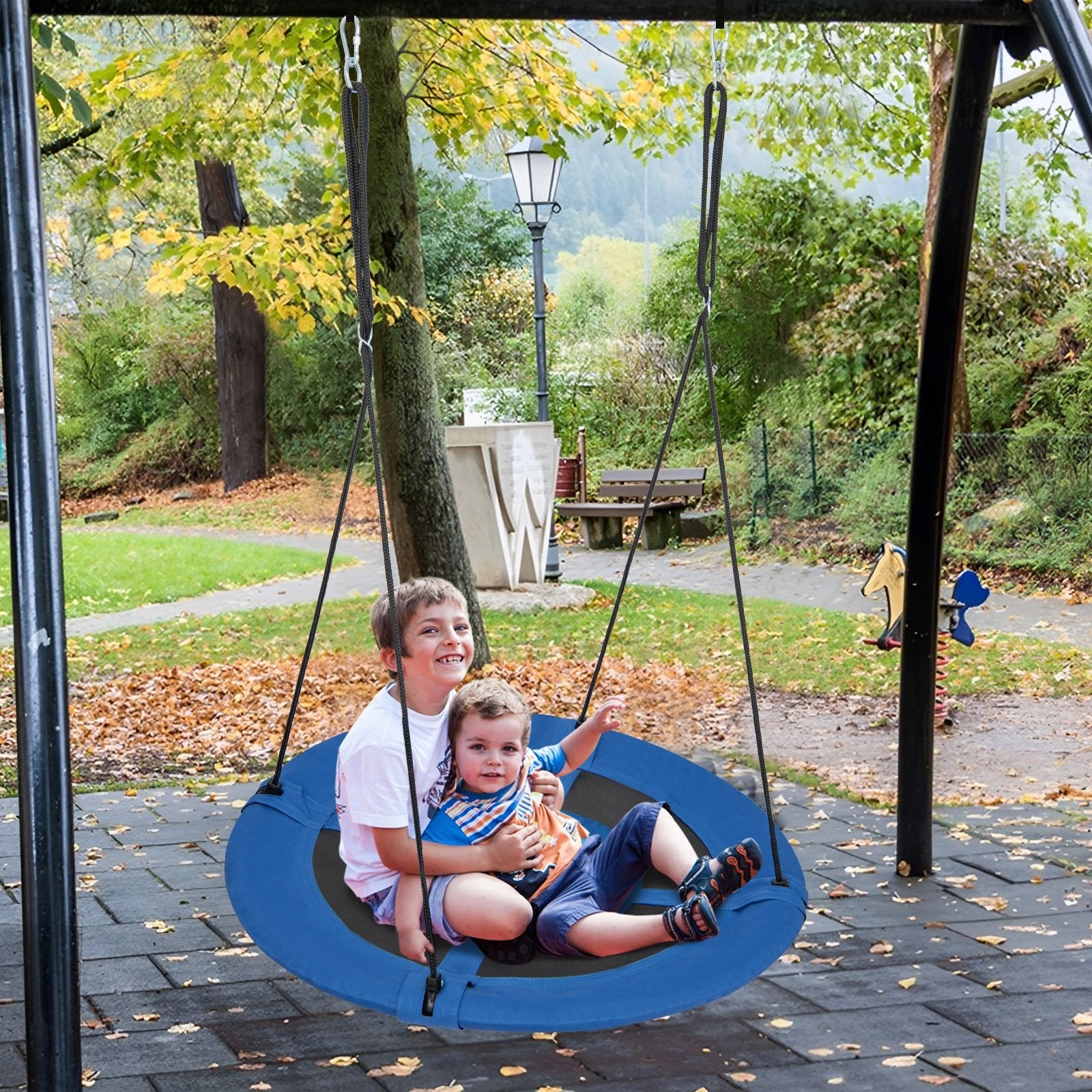 40 Inches Saucer Tree Swing with Adjustable Hanging Ropes and 900D Oxford Fabric-Whale Swing & Playsets   at Gallery Canada