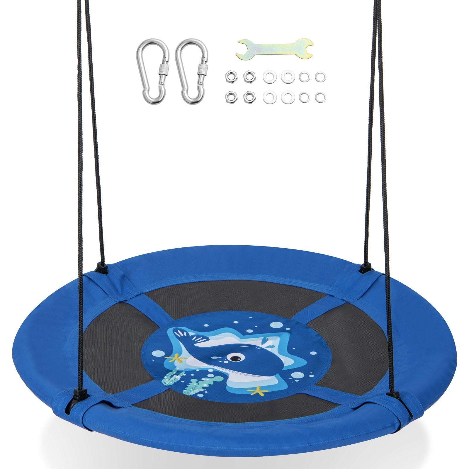 40 Inches Saucer Tree Swing with Adjustable Hanging Ropes and 900D Oxford Fabric-Whale Swing & Playsets   at Gallery Canada