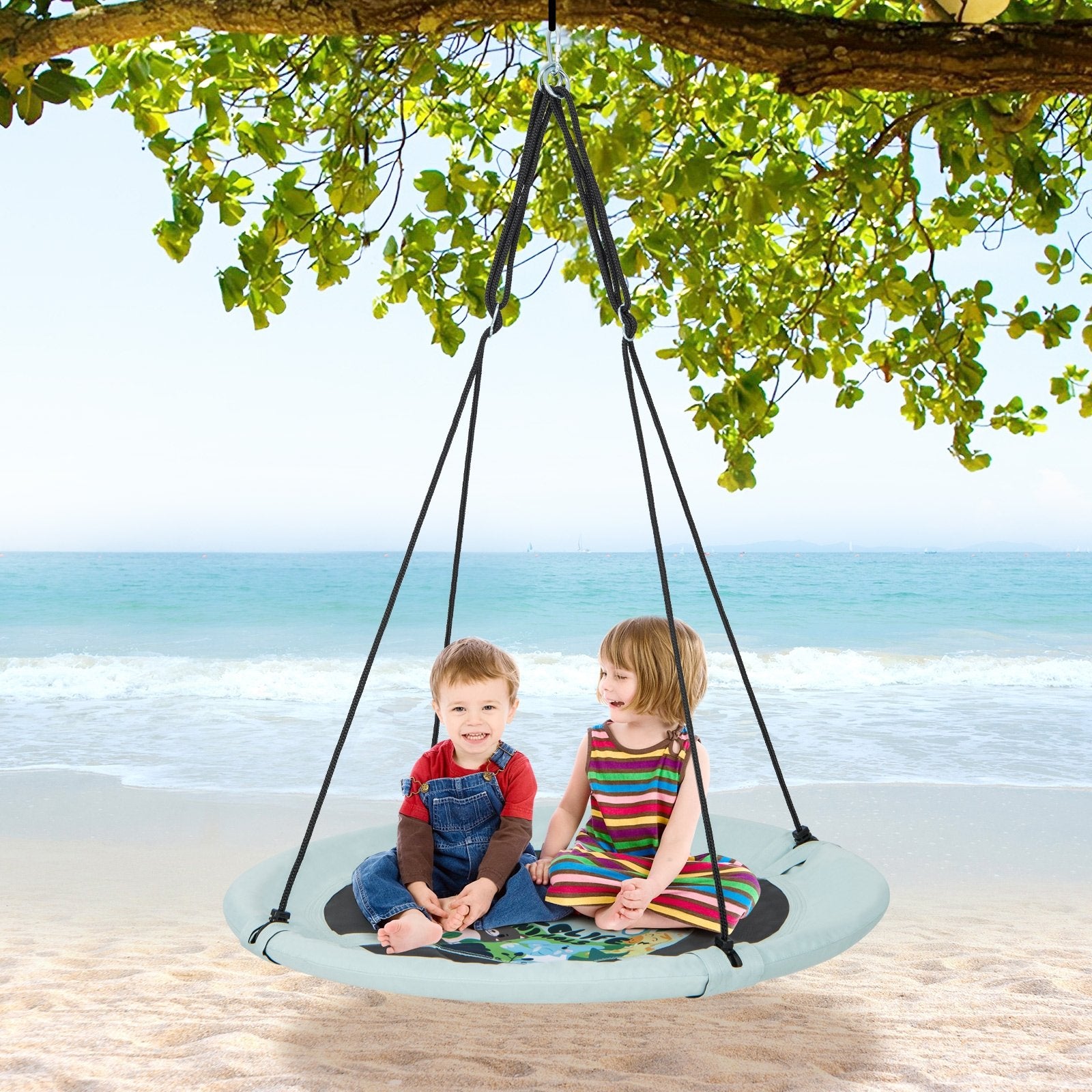 40 Inches Saucer Tree Swing with Adjustable Hanging Ropes and 900D Oxford Fabric-Forest Swing & Playsets   at Gallery Canada