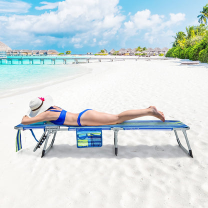 Folding Beach Lounge Chair with Pillow for Outdoor, Blue & Green Outdoor Chaise Lounges   at Gallery Canada