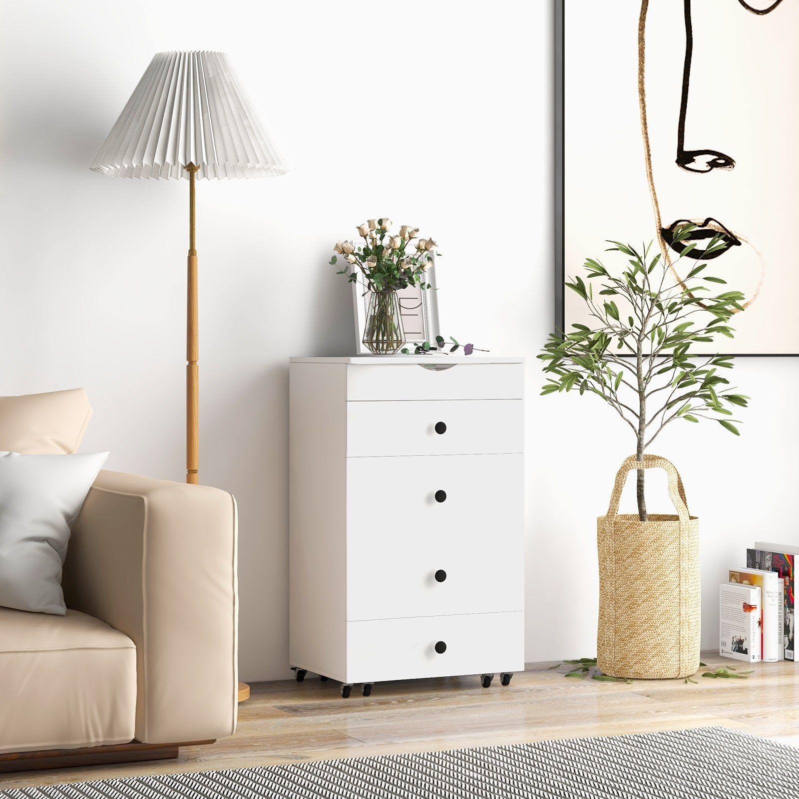 3-in-1 Vanity Set with Cushioned Stool and Flip-up Mirror, White Makeup Vanities   at Gallery Canada