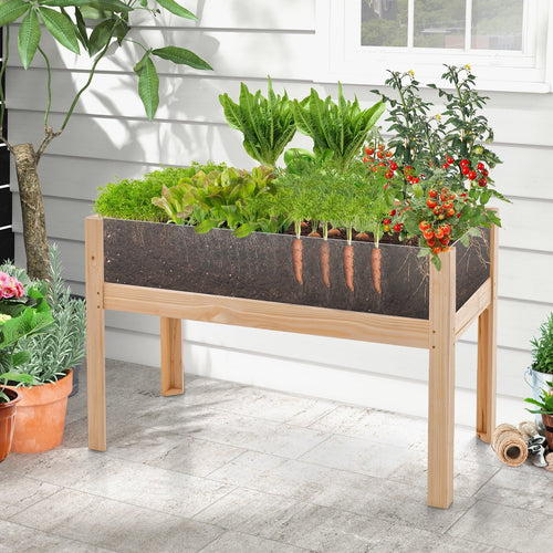 30/47 Inch Wooden Raised Garden Bed-L, Natural