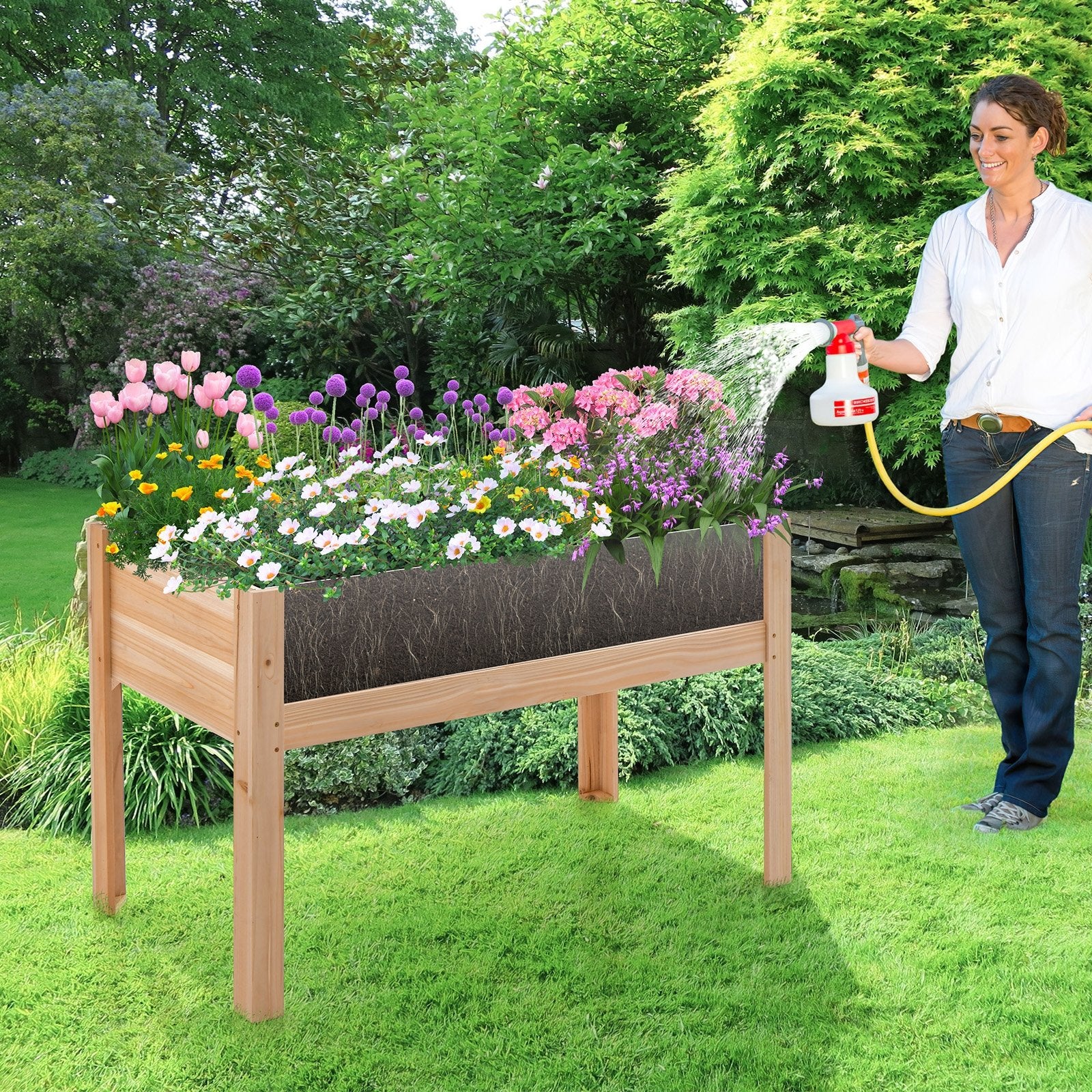 30/47 Inch Wooden Raised Garden Bed-L, Natural Raised Garden Beds   at Gallery Canada