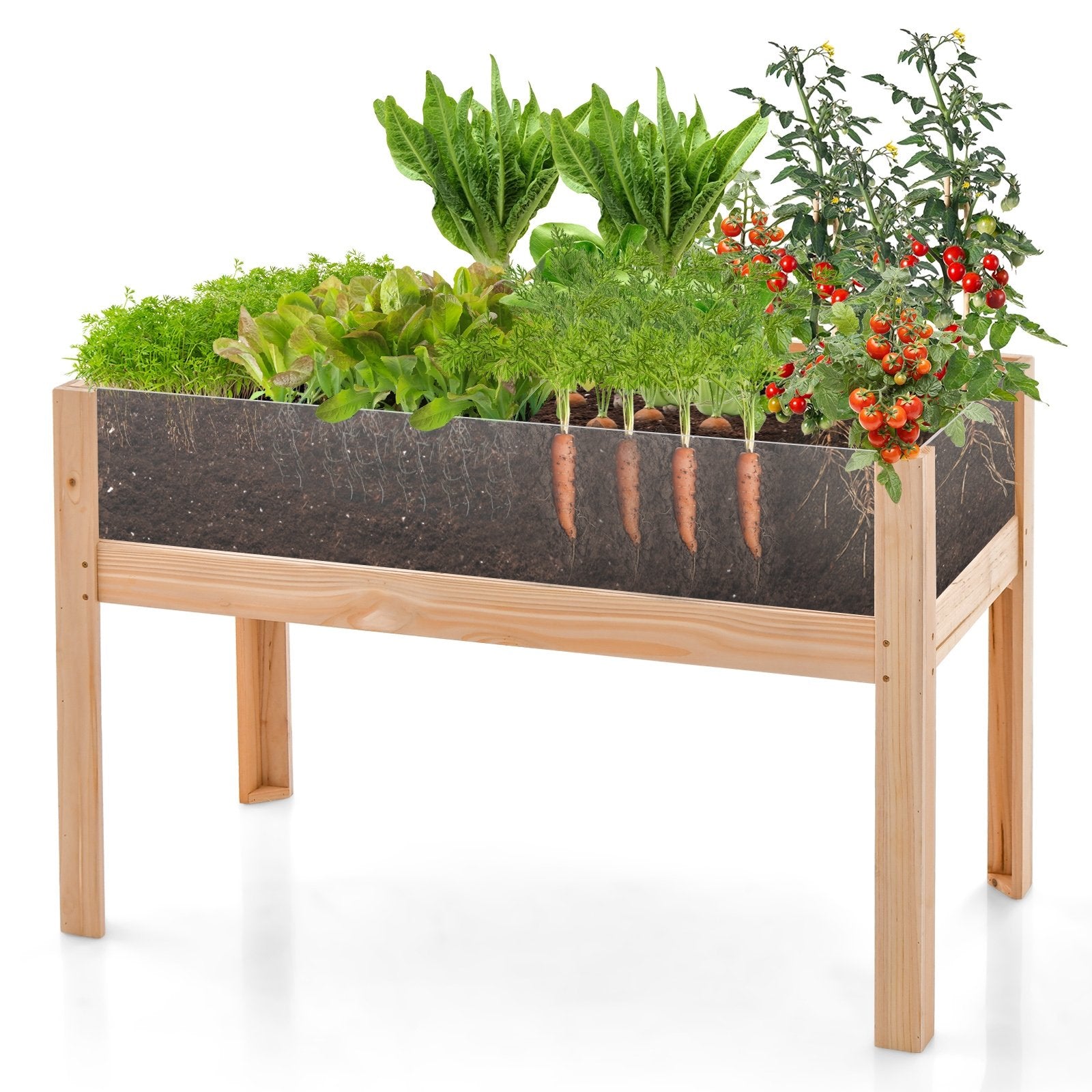 30/47 Inch Wooden Raised Garden Bed-L, Natural Raised Garden Beds   at Gallery Canada