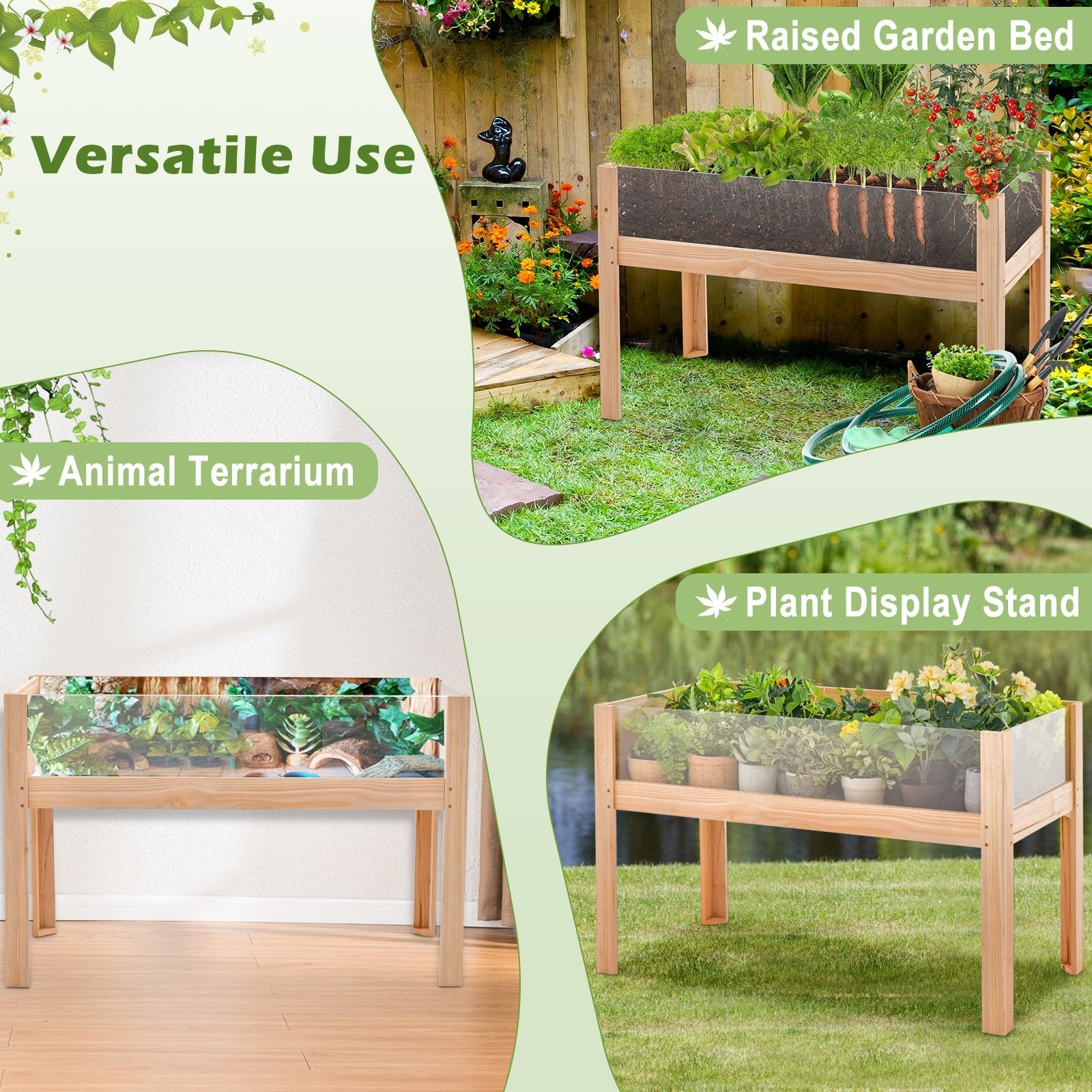 30/47 Inch Wooden Raised Garden Bed-L, Natural Raised Garden Beds   at Gallery Canada