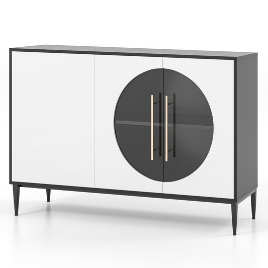 Sideboard Cabinet with Tempered Glass Door for Living Room Dining Room Kitchen, White Cabinets & Chests   at Gallery Canada