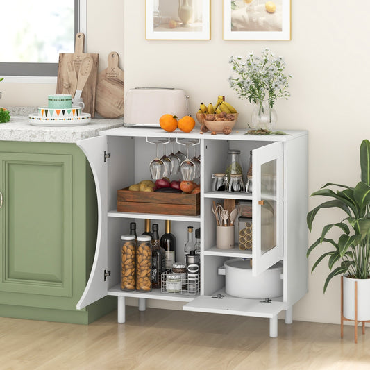 Kitchen Sideboard with Glasses Holder for Living Room Dining Room, White Sideboards Cabinets & Buffets   at Gallery Canada