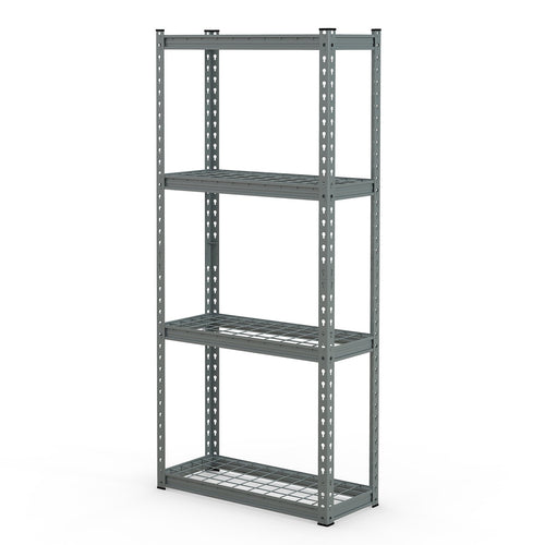 4-Tier Metal Shelving Unit with Anti-slip Foot Pad and Anti-tipping Device, Gray