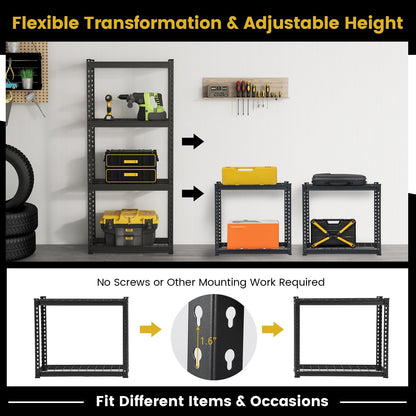 4-Tier Metal Shelving Unit with Anti-slip Foot Pad and Anti-tipping Device, Black Garages   at Gallery Canada