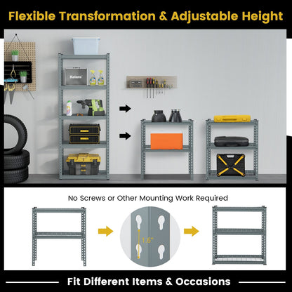 5-Tier Heavy Duty Wire Storage Racks with Anti-slip Foot Pad, Gray Garages   at Gallery Canada