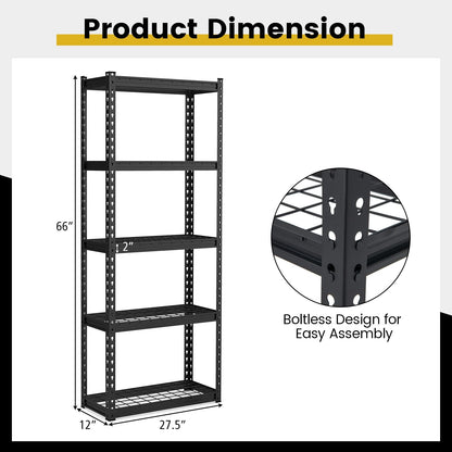 5-Tier Heavy Duty Wire Storage Racks with Anti-slip Foot Pad, Black Garages   at Gallery Canada