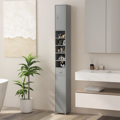 Freestanding Slim Bathroom Cabinet with Drawer and Adjustable Shelves, Gray Floor Cabinets   at Gallery Canada