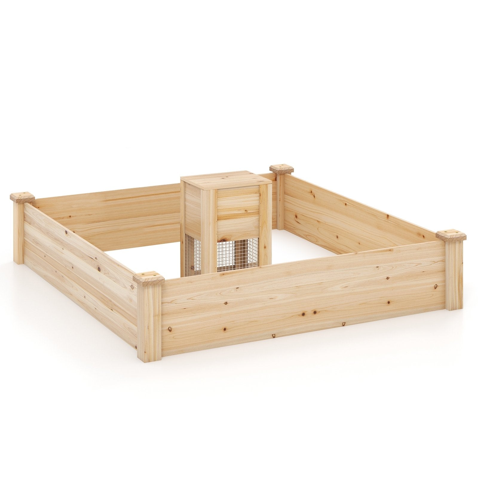 49" x 49" x 10" Raised Garden Bed with Compost Bin and Open-ended Bottom, Natural Raised Garden Beds   at Gallery Canada