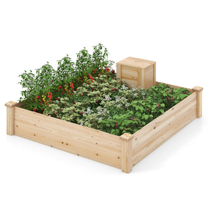 49" x 49" x 10" Raised Garden Bed with Compost Bin and Open-ended Bottom, Natural Raised Garden Beds   at Gallery Canada