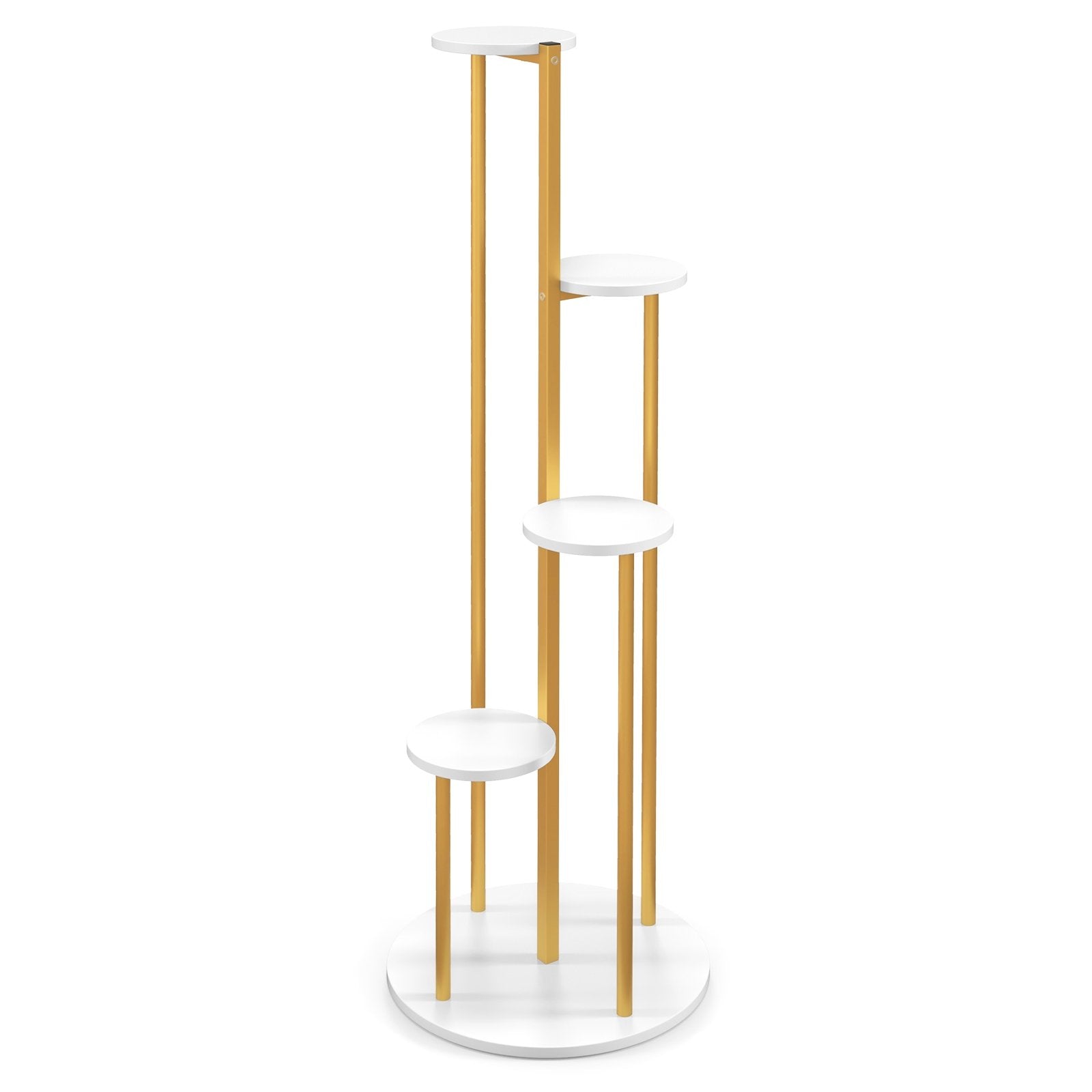 Indoor Metal Plant Stand Corner Plant Shelf for Potted Plant with Golden Metal Frame, White Plant Stands   at Gallery Canada