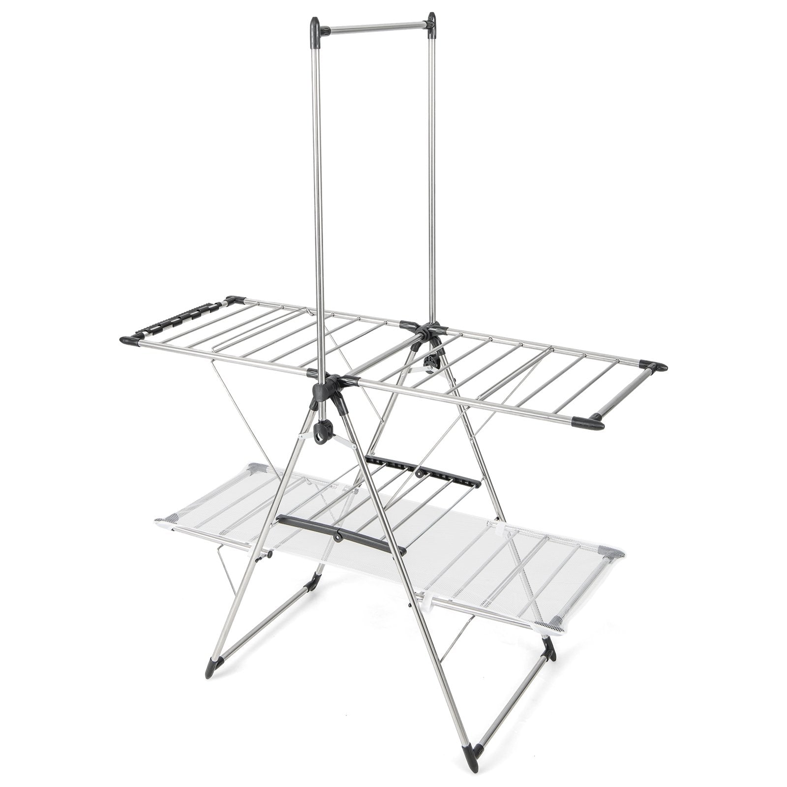 Large Foldable Clothes Drying Rack with Tall Hanging Bar, Silver Drying Racks   at Gallery Canada