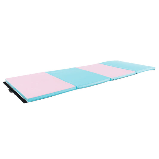 4-Panel PU Leather Folding Exercise Mat with Carrying Handles, Pink & Blue Yoga & Gym Mats   at Gallery Canada