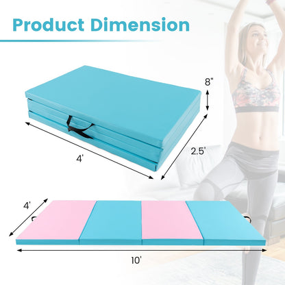 4-Panel PU Leather Folding Exercise Mat with Carrying Handles, Pink & Blue Yoga & Gym Mats   at Gallery Canada