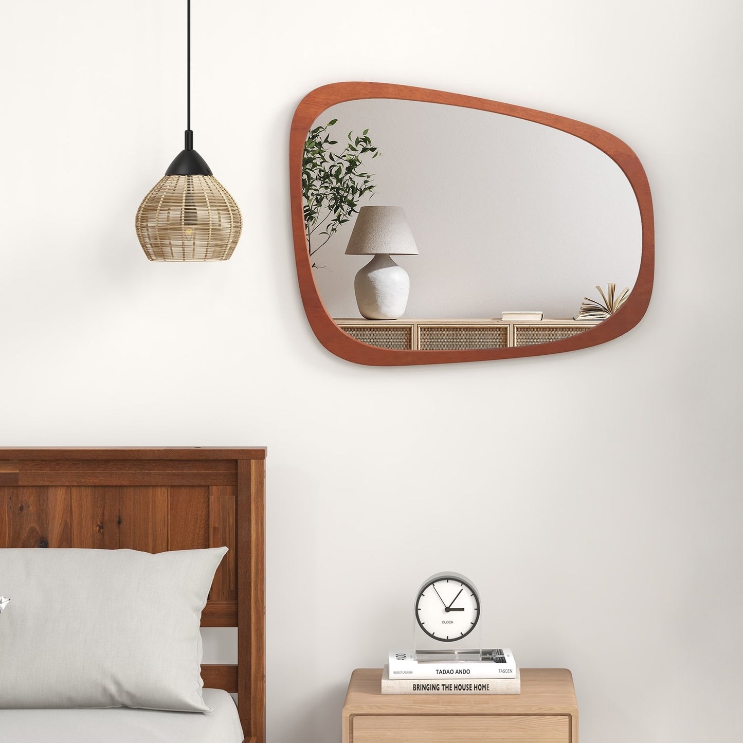 Asymmetrical Abstract Irregular Shaped Wall Mirror with Rustic Frame, Natural Wall Mirrors   at Gallery Canada