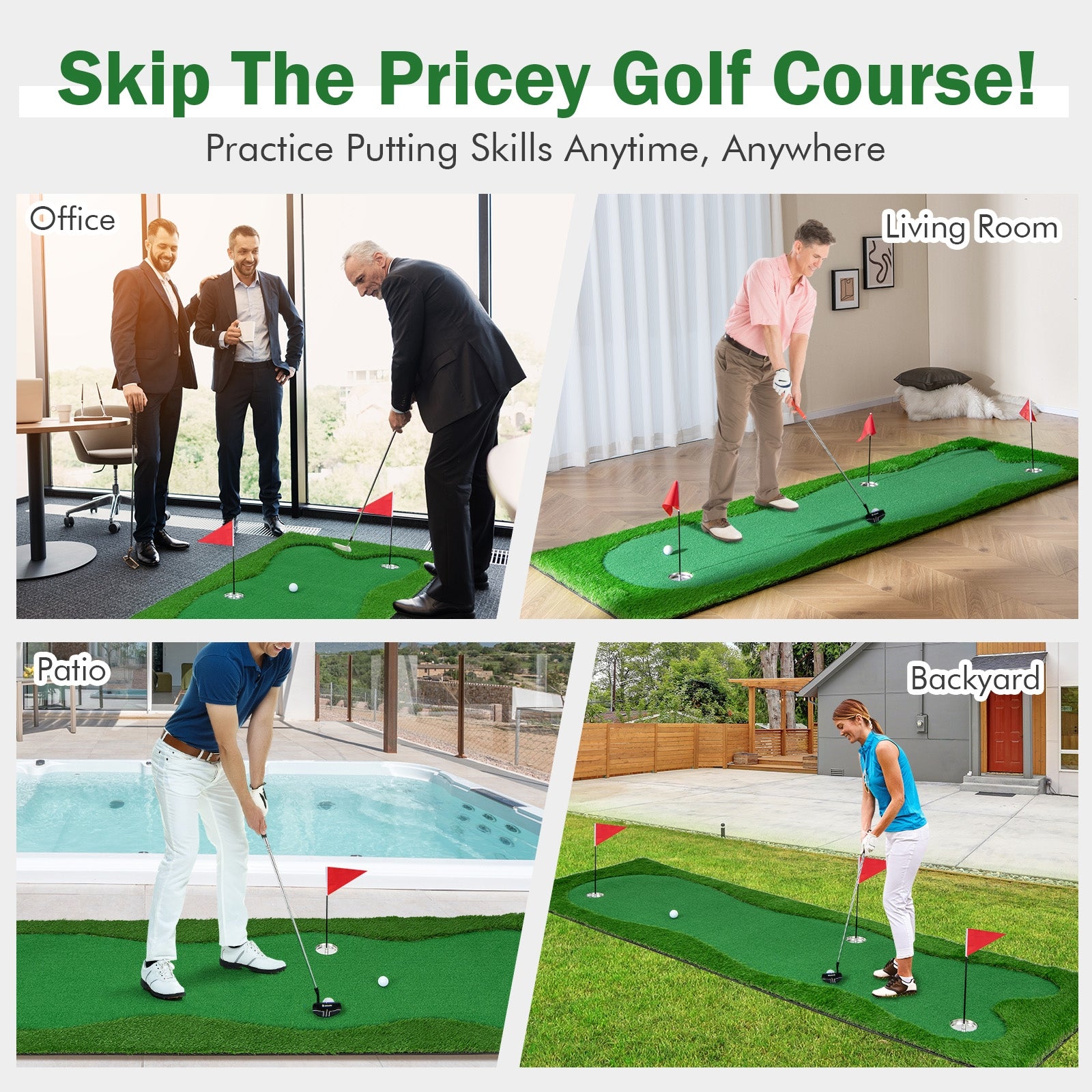 Golf Putting Green with Realistic Artificial Grass Turf-S, Green Golf   at Gallery Canada