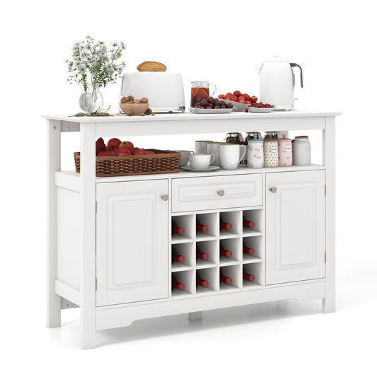 Buffet Sideboard Wine Liquor Coffee Bar Cabinet with Removable Wine Rack, White - Gallery Canada