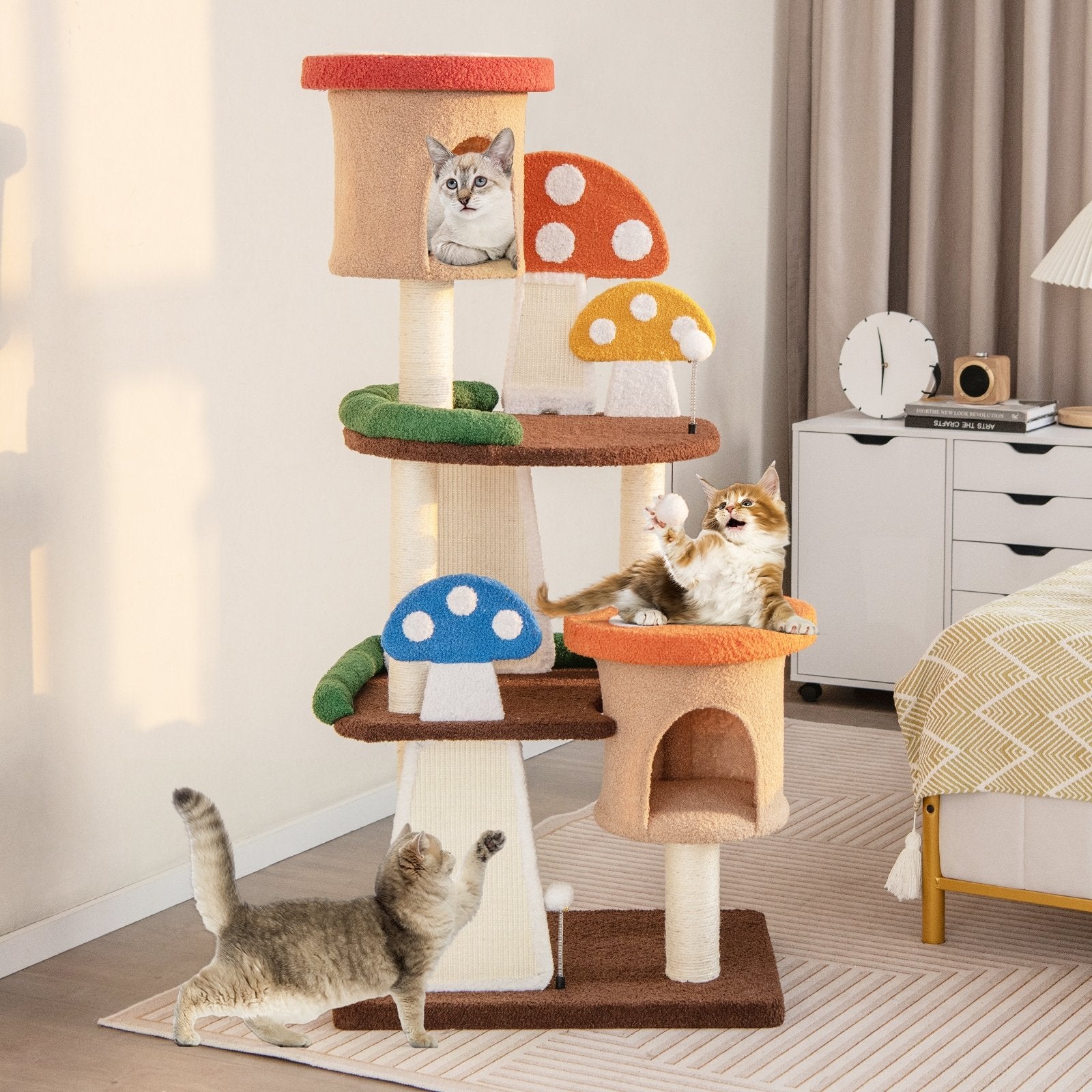 4-In-1 Cat Tree with 2 Condos and Platforms for Indoors, Multicolor Cat Trees Condos & Scratchers   at Gallery Canada