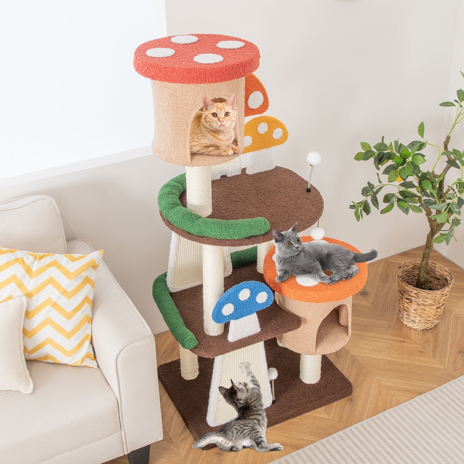 4-In-1 Cat Tree with 2 Condos and Platforms for Indoors, Multicolor Cat Trees Condos & Scratchers   at Gallery Canada