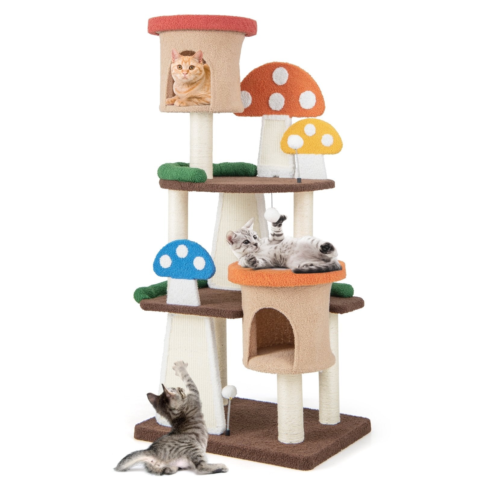 4-In-1 Cat Tree with 2 Condos and Platforms for Indoors, Multicolor Cat Trees Condos & Scratchers   at Gallery Canada