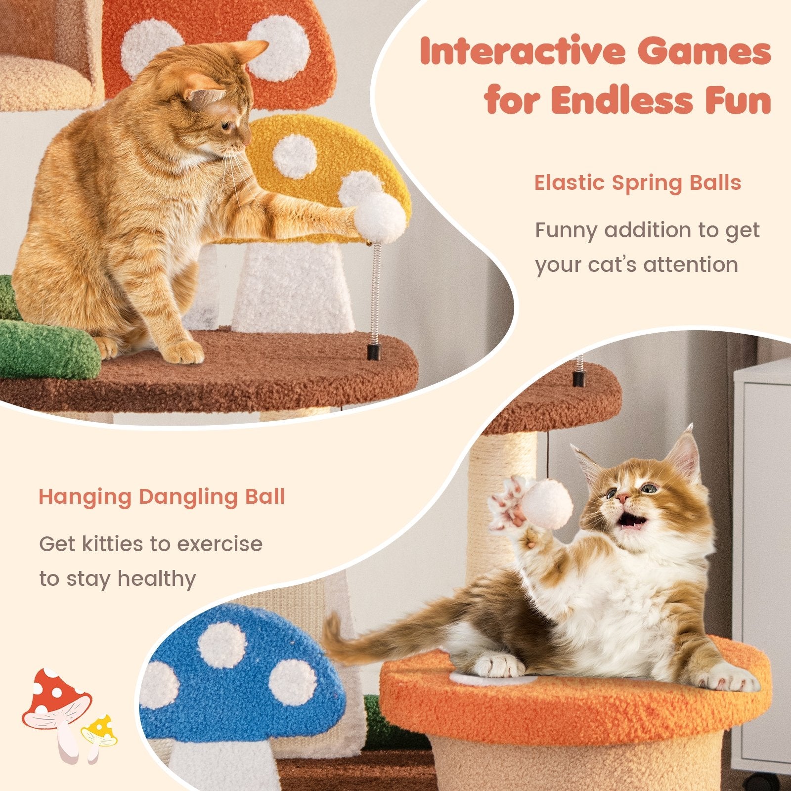 4-In-1 Cat Tree with 2 Condos and Platforms for Indoors, Multicolor Cat Trees Condos & Scratchers   at Gallery Canada