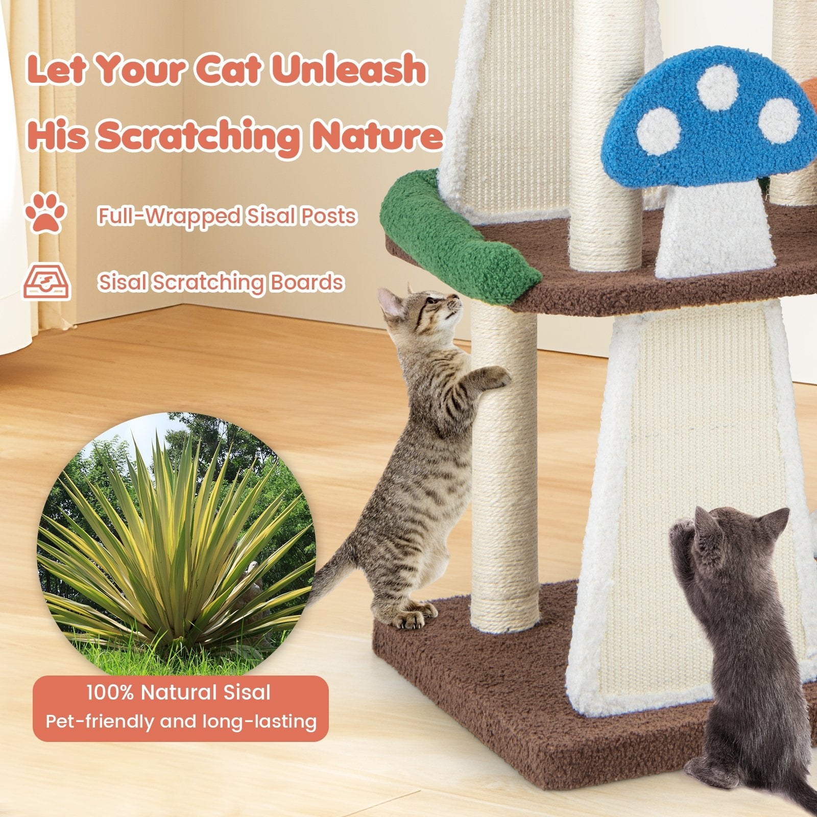 4-In-1 Cat Tree with 2 Condos and Platforms for Indoors, Multicolor Cat Trees Condos & Scratchers   at Gallery Canada