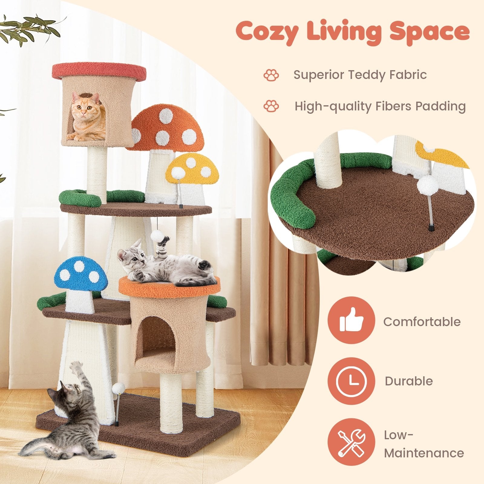 4-In-1 Cat Tree with 2 Condos and Platforms for Indoors, Multicolor Cat Trees Condos & Scratchers   at Gallery Canada