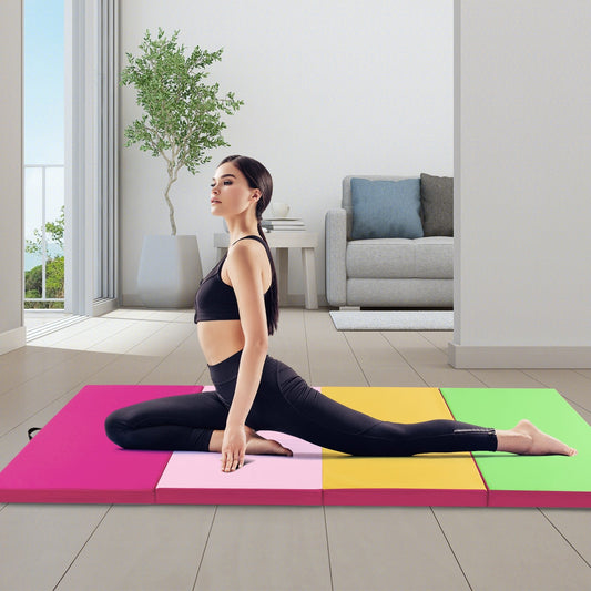 4-Panel PU Leather Folding Exercise Mat with Carrying Handles, Green Yoga & Gym Mats   at Gallery Canada