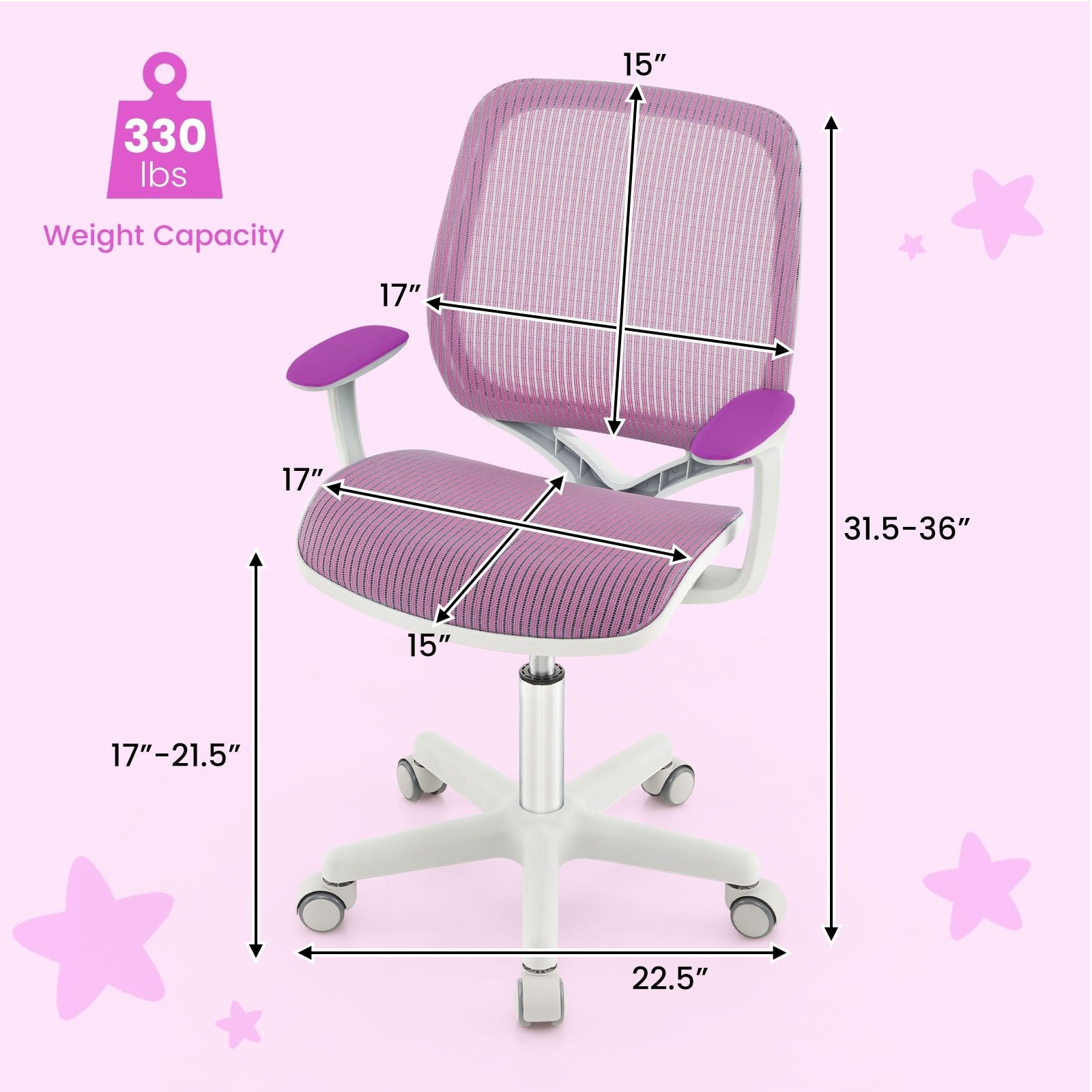 Swivel Mesh Children Computer Chair with Adjustable Height, Purple Kids Chairs & Seating   at Gallery Canada