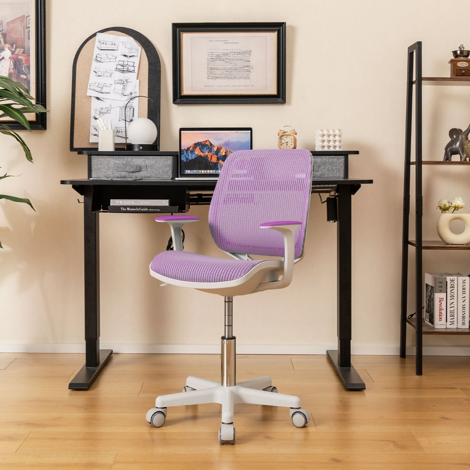 Swivel Mesh Children Computer Chair with Adjustable Height, Purple Kids Chairs & Seating   at Gallery Canada