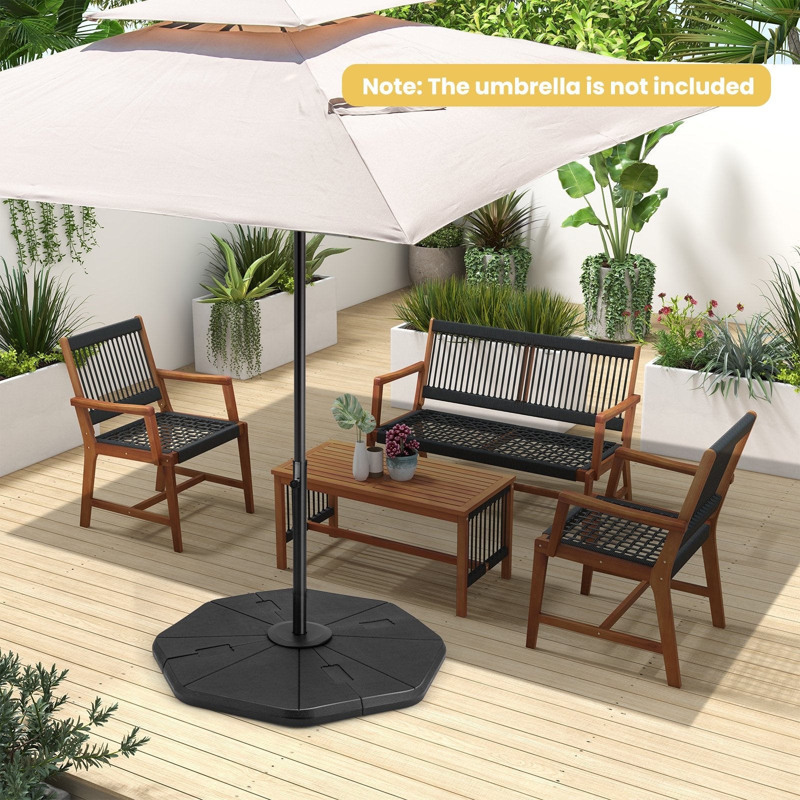 4-Piece Fillable Umbrella Base Stand for Garden Yard Poolside, Black Outdoor Umbrella Bases   at Gallery Canada