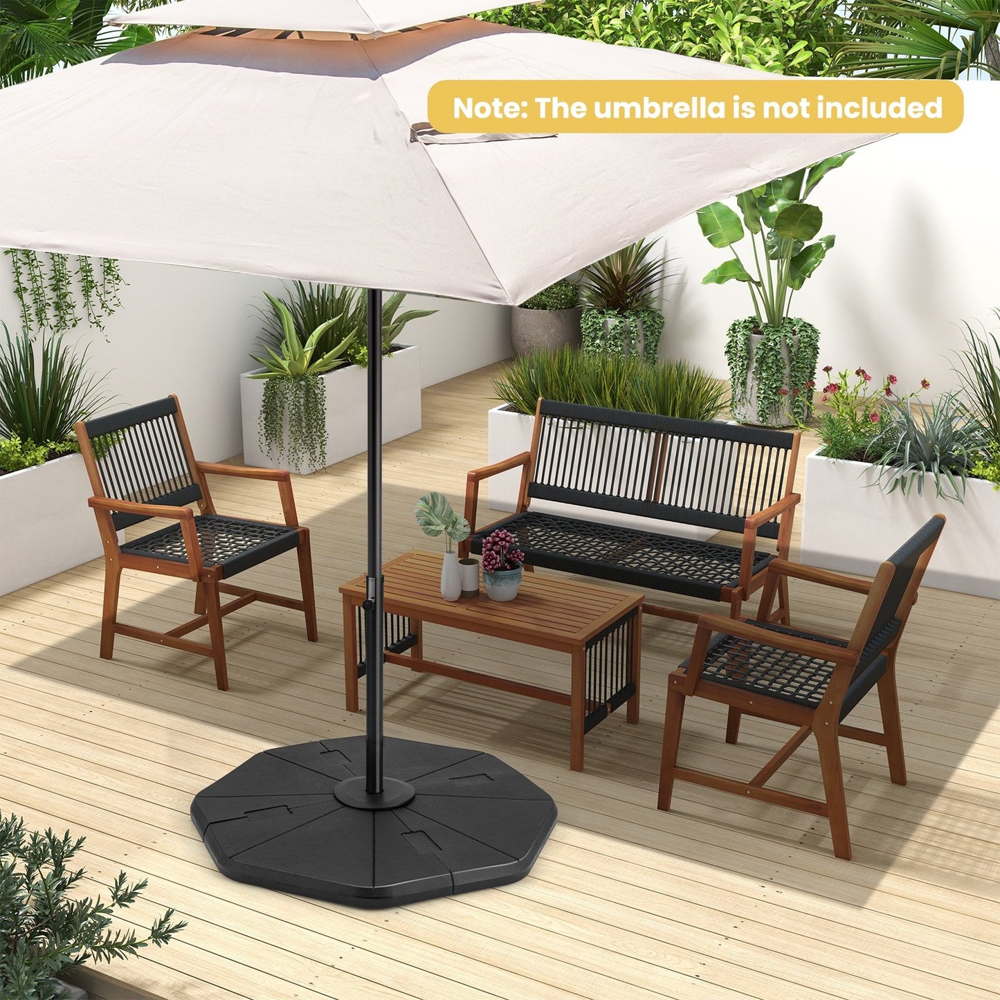 4-Piece Fillable Umbrella Base Stand for Garden Yard Poolside, Black - Gallery Canada