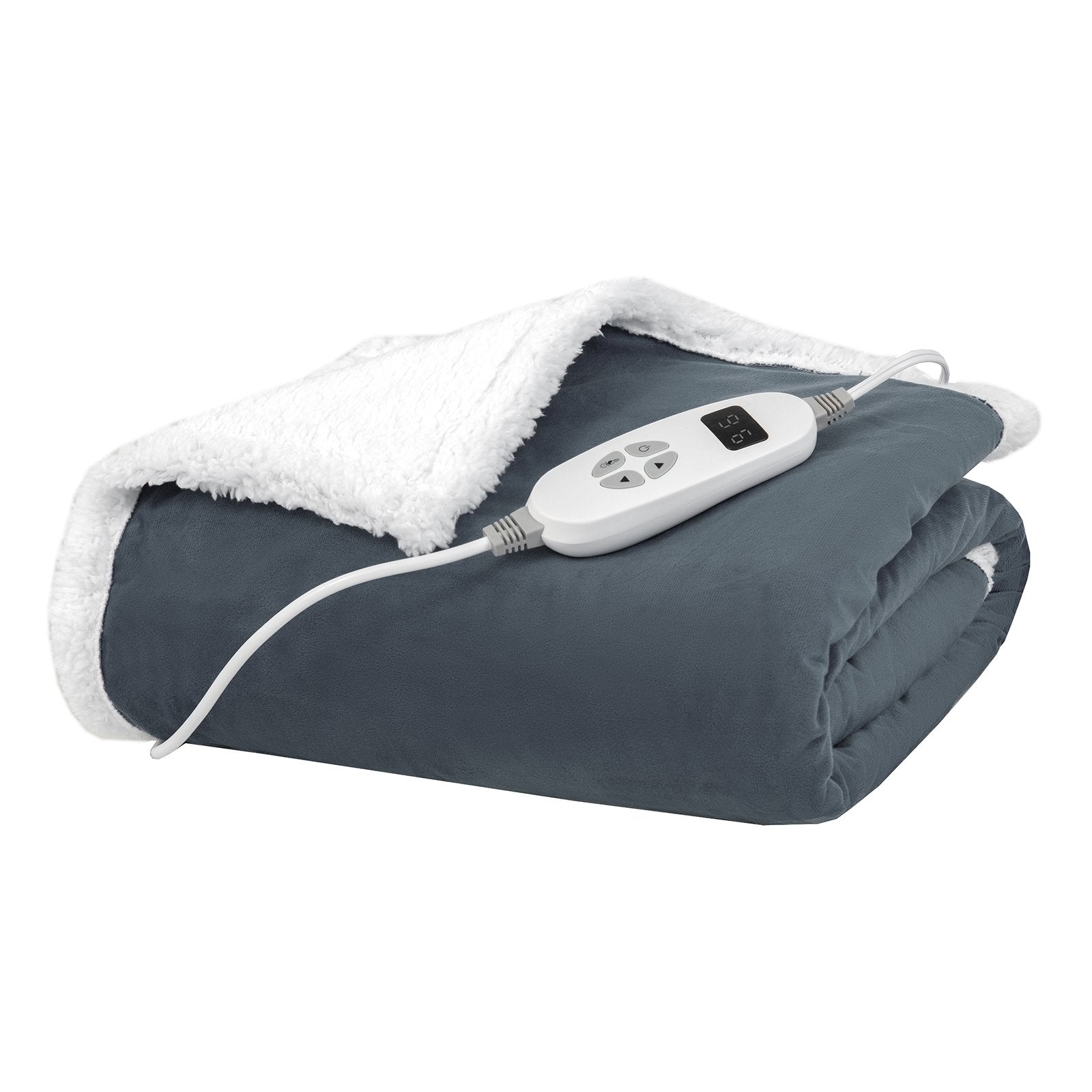 Heated Electric Blanket Throw with 10 Heat Levels, Gray Bedding   at Gallery Canada