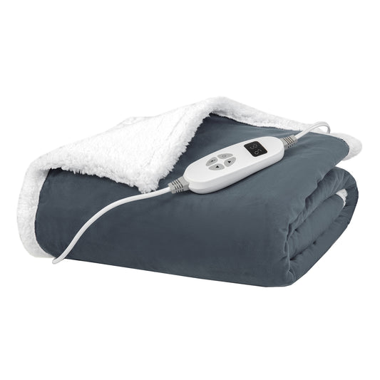 Heated Electric Blanket Throw with 10 Heat Levels, Gray Bedding Gray  at Gallery Canada