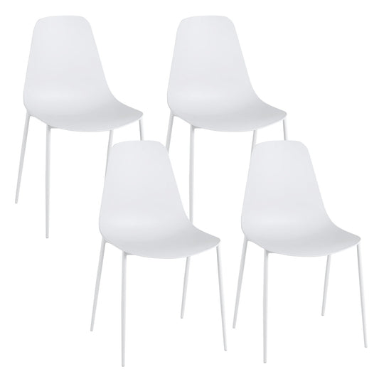 Armless Dining Chair Set of 4 Leisure Chair with Anti-slip Foot Pads, White - Gallery Canada